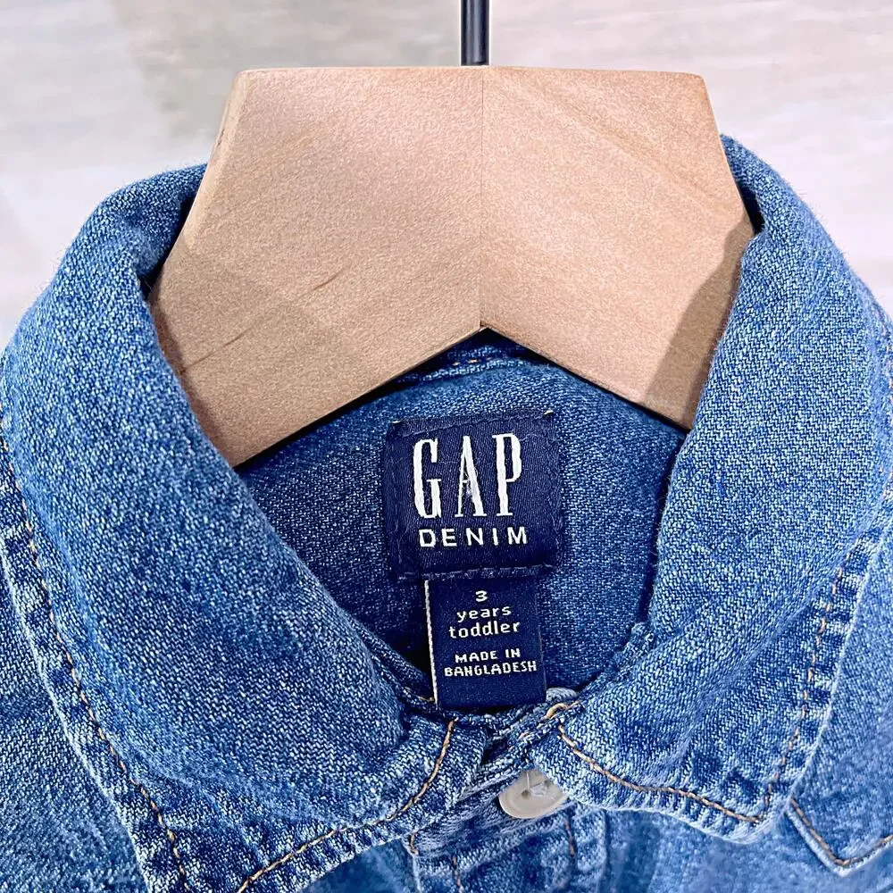 GAP Denim Western Yoke Button Down Shirt Blue Pearl Buttons Cotton Girls 3T